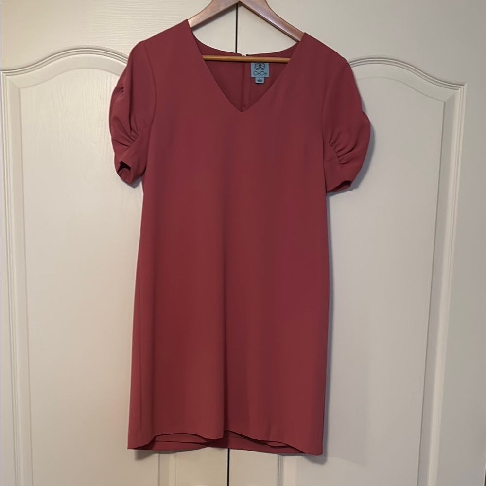 CeCe V-Neck Ruched Sleeve Tunic - Pink